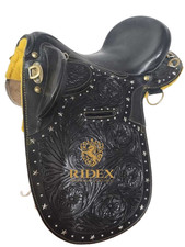 Australian Stock Horse Tack Leather Saddle With Tooling Carving All Size.