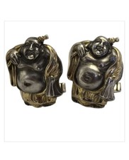 Retro 1950s Large Sterling Silver Buddha Cufflinks 