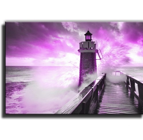 Purple lighthouse seascape - purple,
