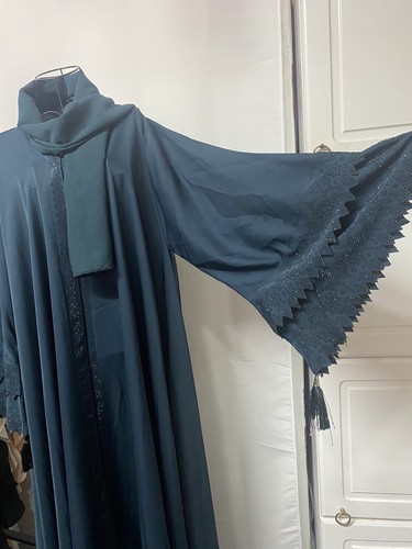 Light green colour open abaya