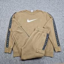 Nike Tracksuit Set Mens Large Green Tape Logo Sweatshirt Joggers Sweatpants