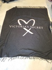 Victoria's Secret Blanket Black Pink 140 X 160 Cm Fringe Detail Large