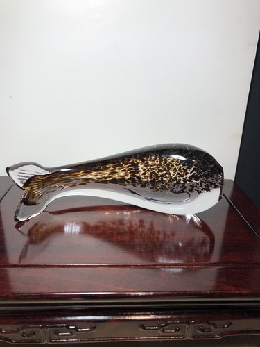 Wedgewood art glass whale - glass,