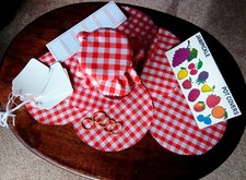 ORANGE GINGHAM FABRIC, JAM POT