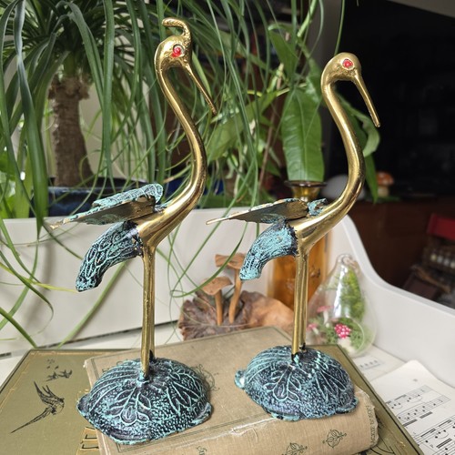 Vintage brass crane heron - brass,