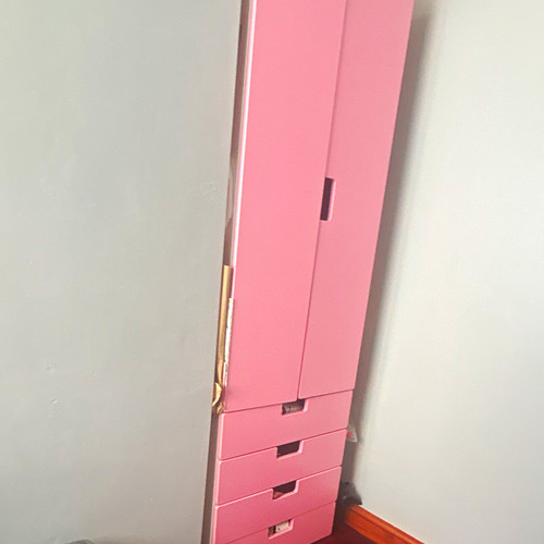 Pink freestanding wardrobe - pink,