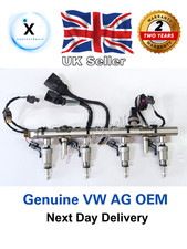 4x GENUINE VW AG OEM FUEL INJECTORS + RAIL VW Bosch part number: 06L906036K