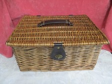 M &S Natural Woven WILLOW Basket Picnic Hamper Gift Box Marks Spencer Wicker