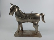Tin Horse Figurine Decorative Equestrian Rustic Finish Animal Art Ornament 