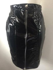 THE FEDERATION PVC SHINY WET LOOK  KNEE LENGTH HOBBLE  SKIRT  NEW
