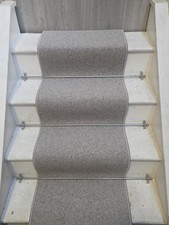 Stair Carpet Runner 6m / 50cm Wide / Upto 12 Steps 100% Wool - Grey - Berber
