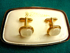 Vintage Welldress Cufflinks Original Box Faux Mother Of Pearl Gold Tone Pre 1971