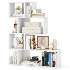 COSTWAY 5-Tier S-Shaped Bookshelf Z-Shelf Bookcase Home Modern Display Shelf