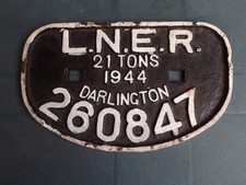 LNER 21 Tons D Wagon Plate Steam Railway Builders Darlington  Plate 1944 260847