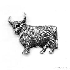 Scottish Highland Cow Cattle Silver Pewter Brooch Badge Gift Present UK Made
