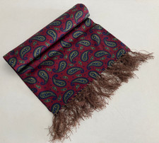 SMART DAPPER VTG 60S -70S SAMMY PAISLEY SCARF TASSELED MOD GOODWOOD DEAD STOCK