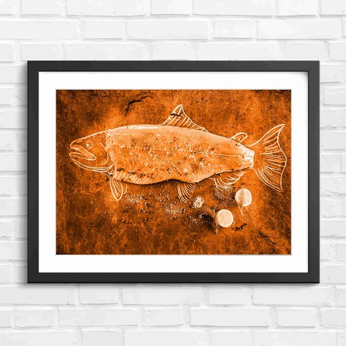 Fresh salmon fillet with chalk - fresh,