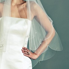 Scalloped Crystal Droplets Tulle Veil - Joyce Jackson Ruthin Wedding Veil