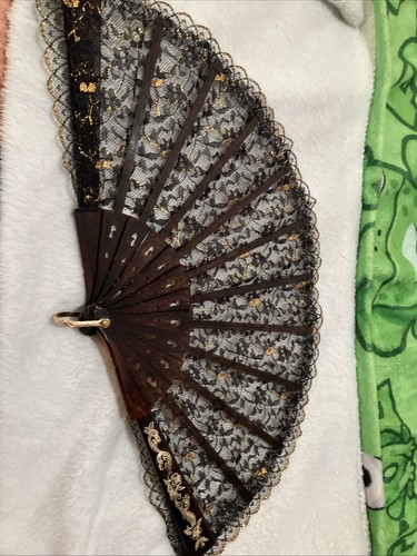 Vintage black and gold - black, lace