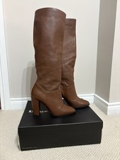 Dune ‘Stockard’ Tan Pebbled Leather Slouch Pull On Knee High Ladies Boots Uk5/38