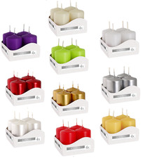 Set of 4, Votive Candles, 10 Colours To Choose From, 7 Hours Burning Time! NEW