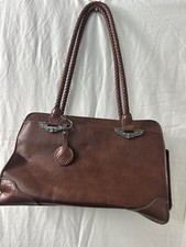 Bueno Of California Brown Mixed Media Satchel Faux Leather Western Handbag