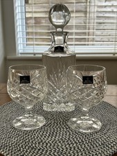 Royal Doulton Crystal Decanter & Two Brandy Glasses Set Unused With Stickers