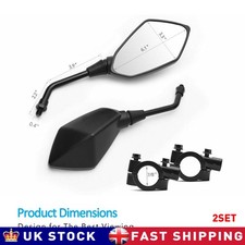 4x Motorcycle Rear View Side Mirror With Free 7/8" Handle Bar Mount ATV Bike UK