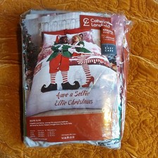 Catherine Lansfield Selfie Elfie Christmas King Size Duvet Cover Set Reversible