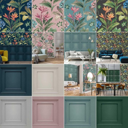Floral wood panel wallpaper - wood,