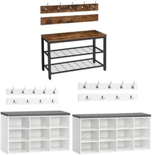 HOOBRO Shoe Rack with Coat Rack Hanger Shoe Bench Set Shoe Shelf Storage Cabinet