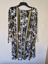 Debenhams Knee-length  Dress, Size 18. Long Sleeves, Tie Cuff. Black White. VGC