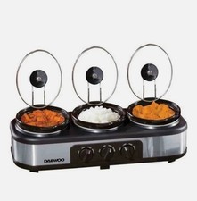 Daewoo 3 Pot Slow Cooker and Buffet Server - Stainless Steel PICTURES