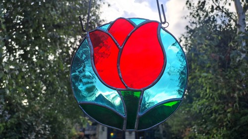 Stained glass tulip flower - stained,