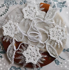 Christmas bunting crochet garland snowflakes sparkle knitted Secret Santa gift