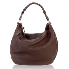 Blondie Mania Eldenberry Leather Shoulder bag Chocolate Brown Pink Lining