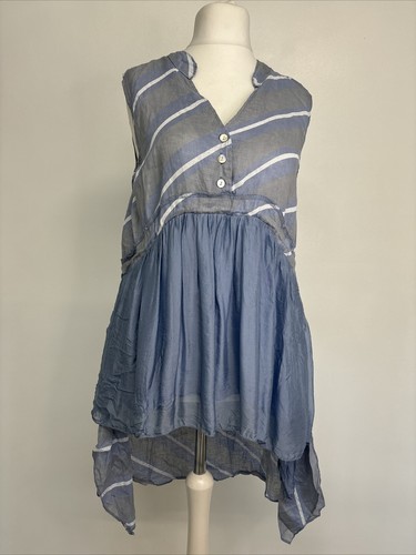 Made italy blue linen silk - blue,