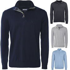 BARBOUR MENS COTTON HALF ZIP DESIGNER TARTAN TRIM JUMPER SWEATER KNITWEAR