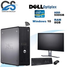 WINDOWS 10 FULL DELL / hp COMPUTER DESKTOP TOWER SET INTEL i3 8GB 500GB HDD WIFI
