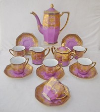 Noritake Stunning Antique Lilac & Gold Complete Coffee Set