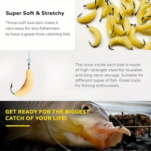 Rubber maggot fishing bait set - maggot,