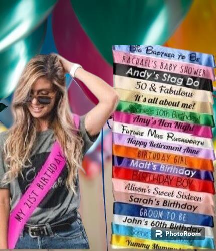 Personalised birthday sash - personalised, /