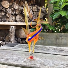 Vintage 1950s Pirelli Glass Lampwork Decorative Fish Ornament Figure 10” Tall