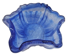 Freeform Blue Blown Glass Bowl