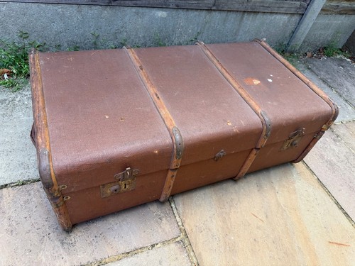 Vintage steamer trunk brown - vintage,