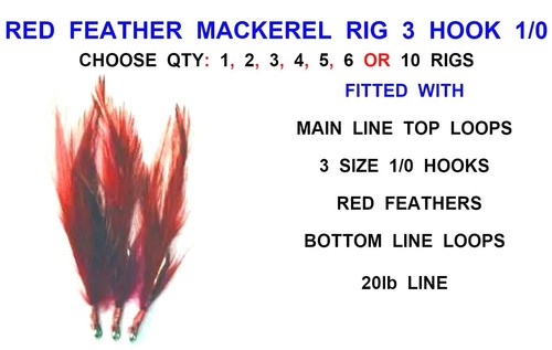 Red feather rig hook - 3,