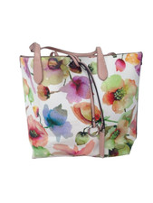 David Jones Floral Tote Bag with Matching Pouch Good Condition #CH