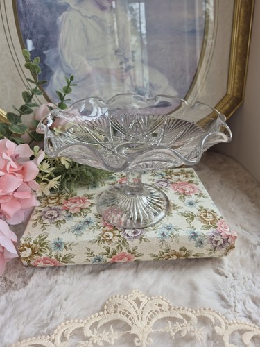 Vintage pressed glass pedestal - vintage,