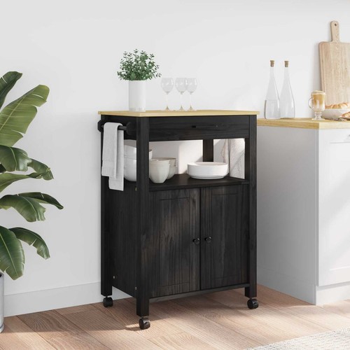 Kitchen trolley black - kitchen, solid