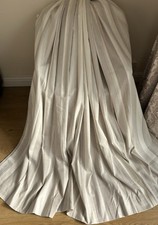 LOVELY LAURA ASHLEY AWNING STRIPE CREAM/ DOVE GREY CURTAINS 89 x 72 in
